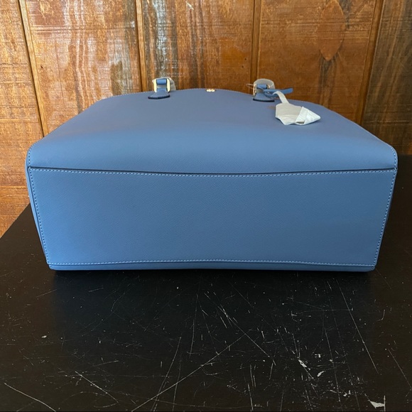 Tory Burch Robinson Saffiano Leather Tote Bluewood - Picture 10 of 11